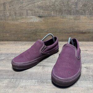 Vans Off The Wall Pastel Mono Plum Wine Canvas Slip On Shoes Men's Size 10